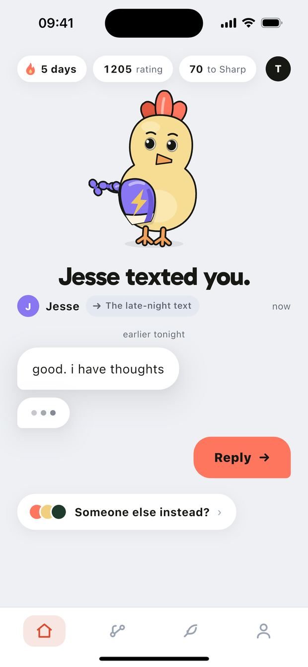 Home: Jesse has texted you.